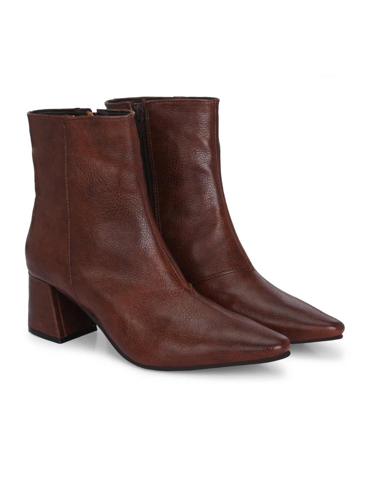 Women Vegan Leather High Top Casual Boots Brown | BT61 - view 4