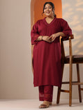 Plus Size Maroon Embellished Rayon Co-Ord Sets CO87