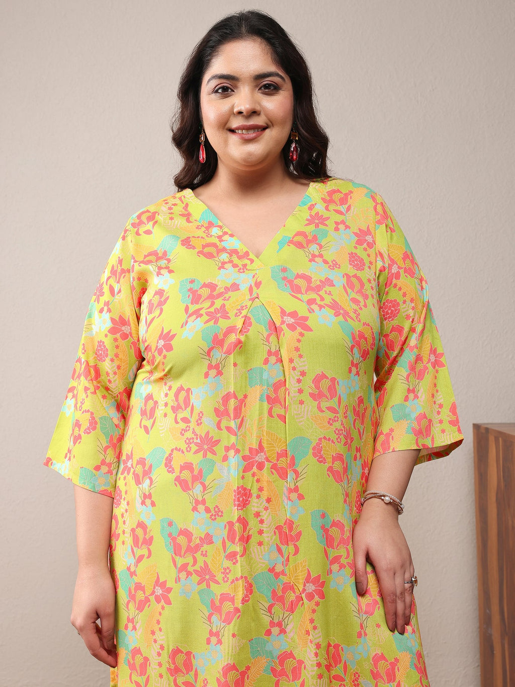 Plus Size Green Printed Rayon Co-Ord Sets CO87