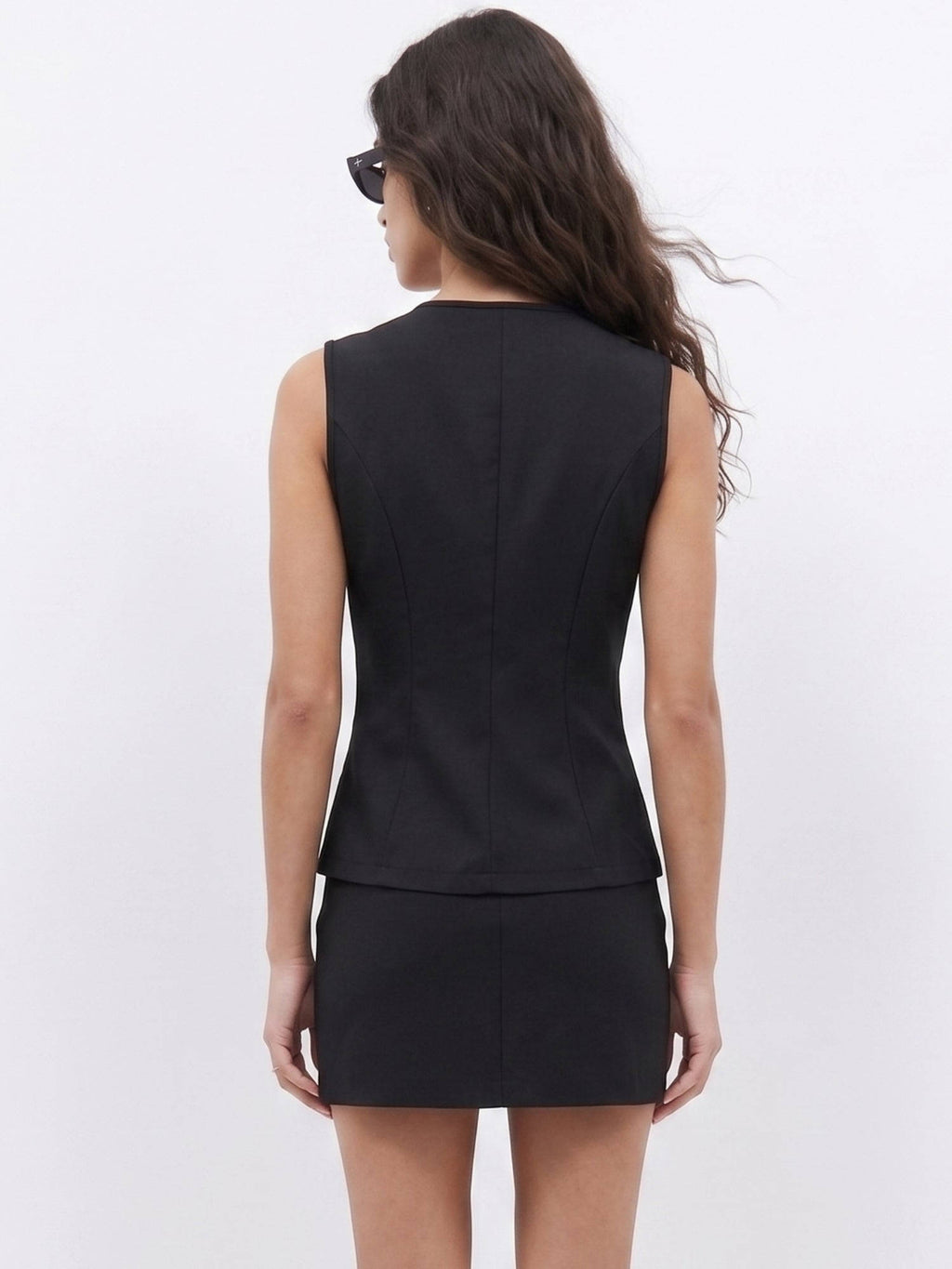 Black Stylized Buttoned Vest | TT98 - view 4