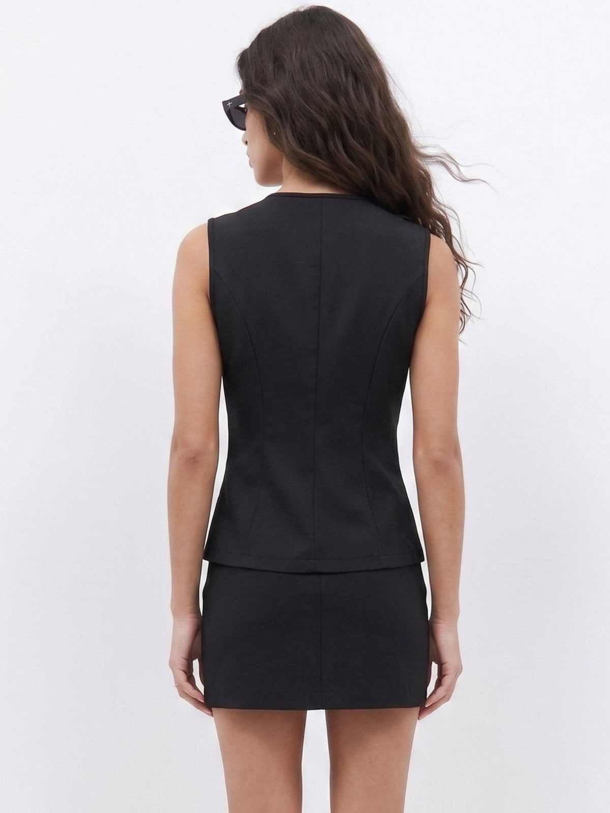 Black Stylized Buttoned Vest | TT98 - view 4