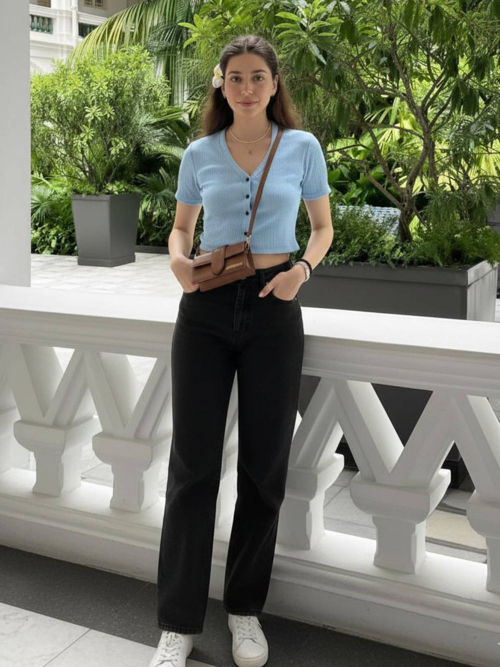 Women Steel Blue Solid Drop Needle Half Sleeves Crop Top | CT61 - view 5