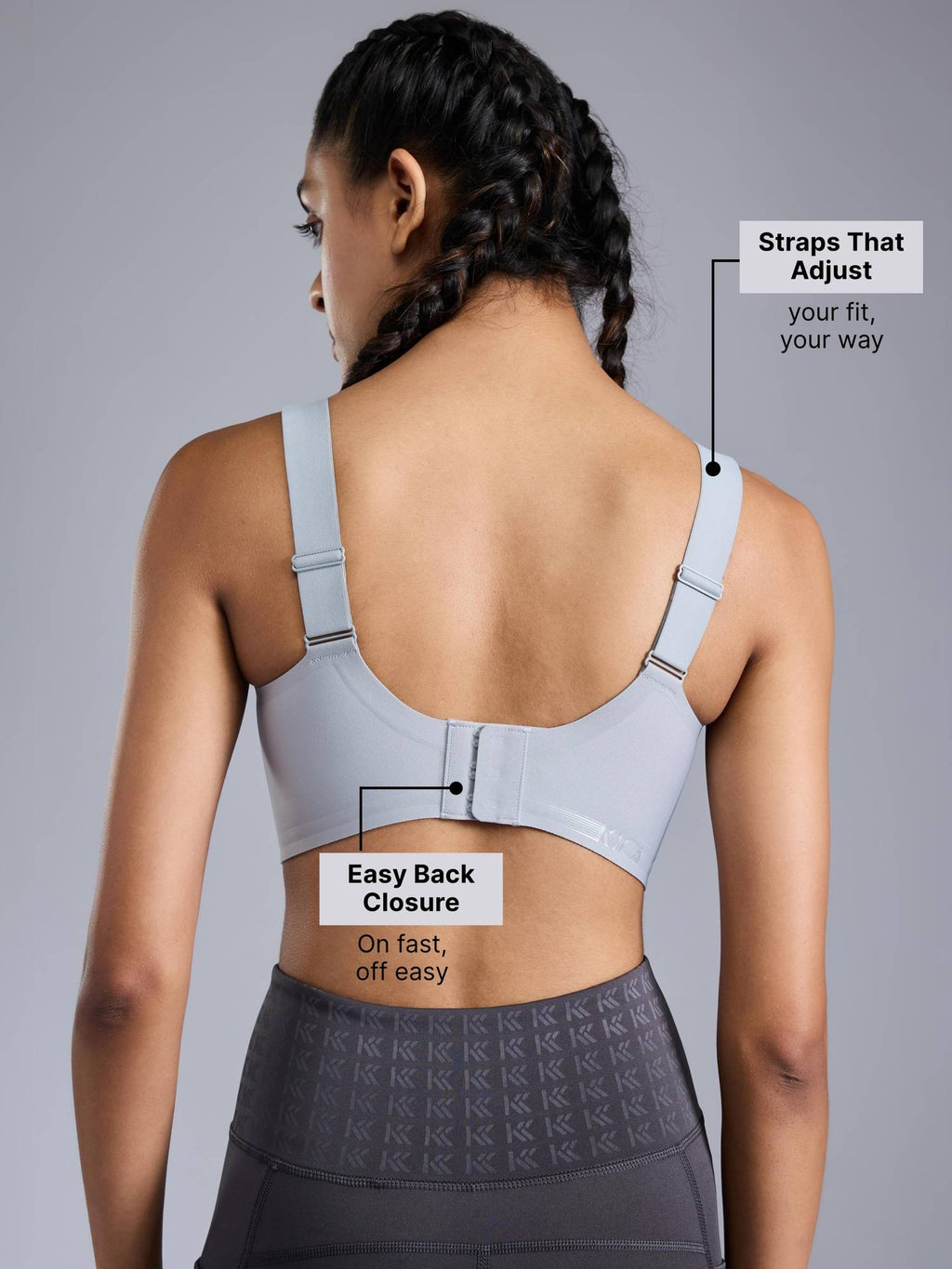 High Impact PowerBond Sports Bra KIC109 Grey | sb09 - view 3