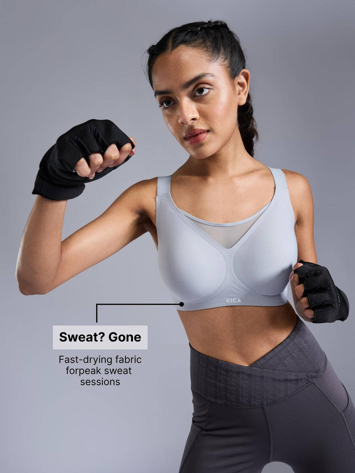 High Impact PowerBond Sports Bra KIC109 Grey | sb09 - view 7