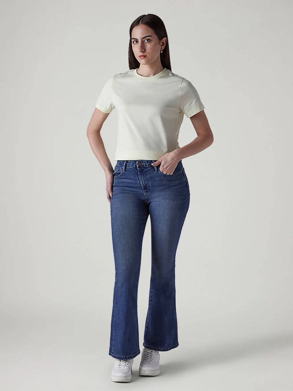 Womens 726 Blue Flared Fit High Rise Redloop Jeans | BT10 - view 6