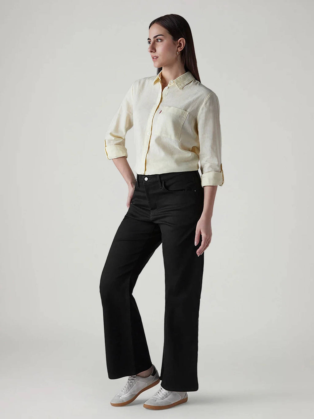 Womens Black Loose Bootcut Fit Mid Rise Redloop Jeans | BT10 - view 3