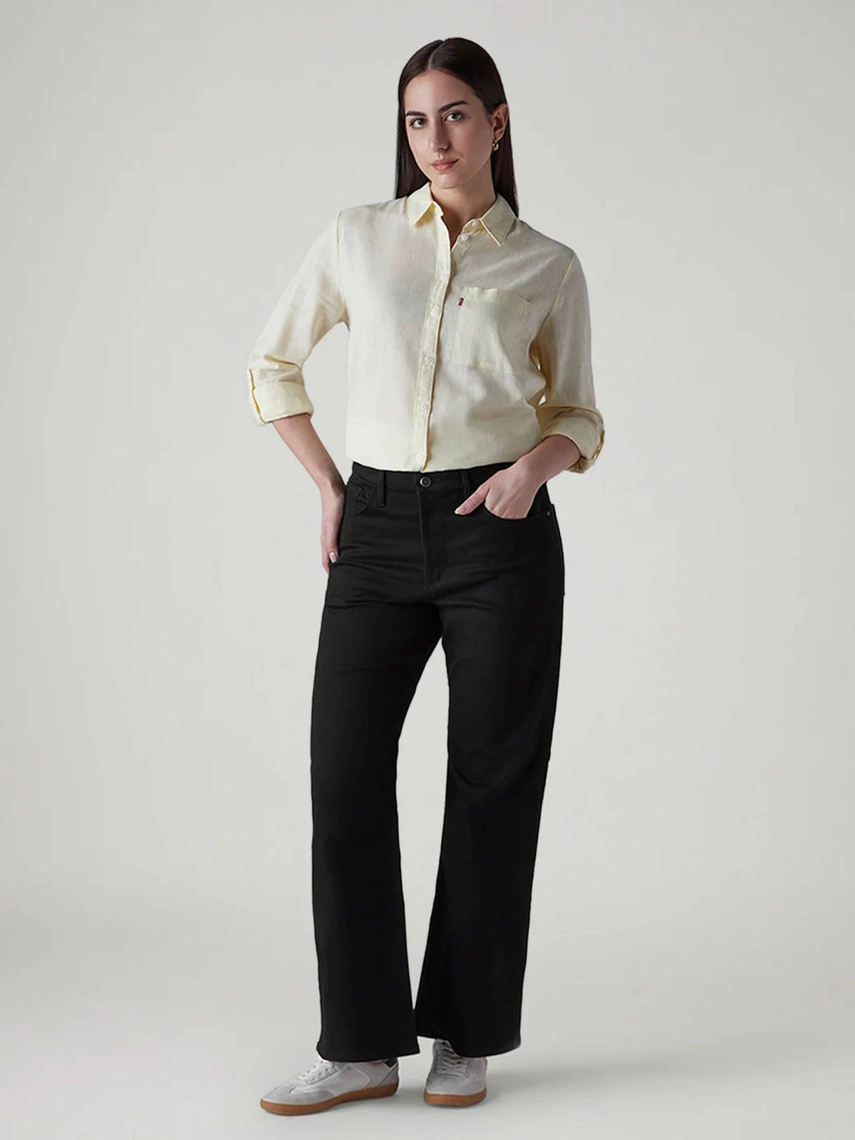 Womens Black Loose Bootcut Fit Mid Rise Redloop Jeans | BT10 - view 6
