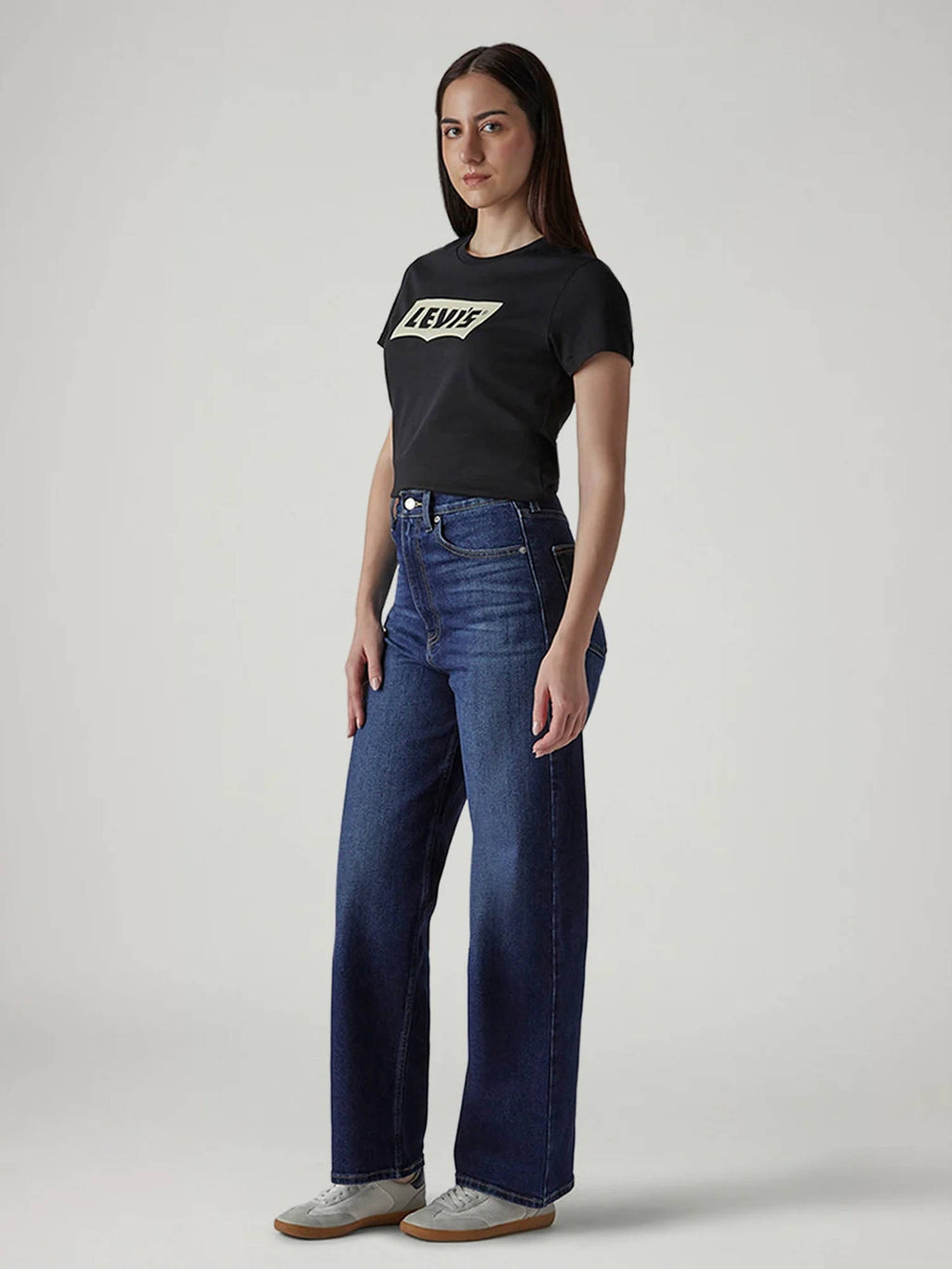 Womens Dark-Blue Comfortable Fit High Rise Jeans | ST23 - view 3