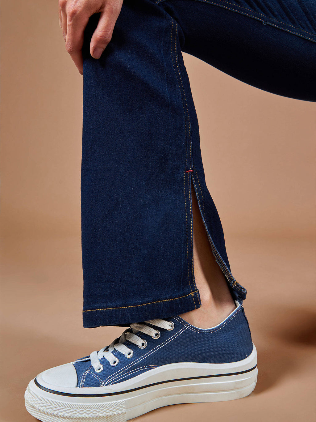 Womens Blue Bootcut Mid Rise Denim Stretchable Jeans | BT10 - view 5