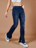 Womens Blue Bootcut Mid Rise Regular Length Denim Stretchable Jeans | BT10 - view 1