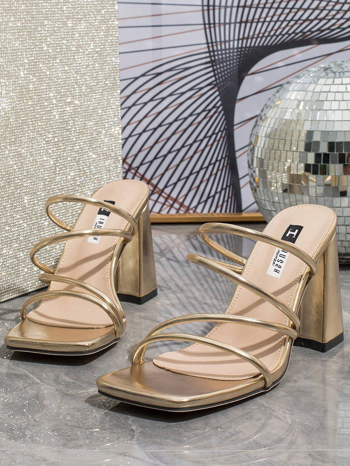 Women Basic Beach Block Heels Gold | H78 - view 2