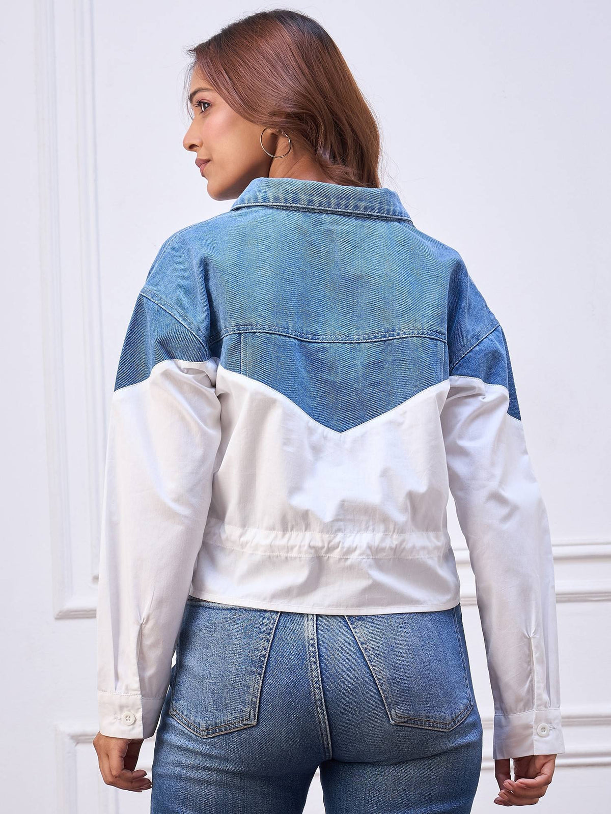 Women's Denim Colour Blocked Jacket | JC78 - view 4