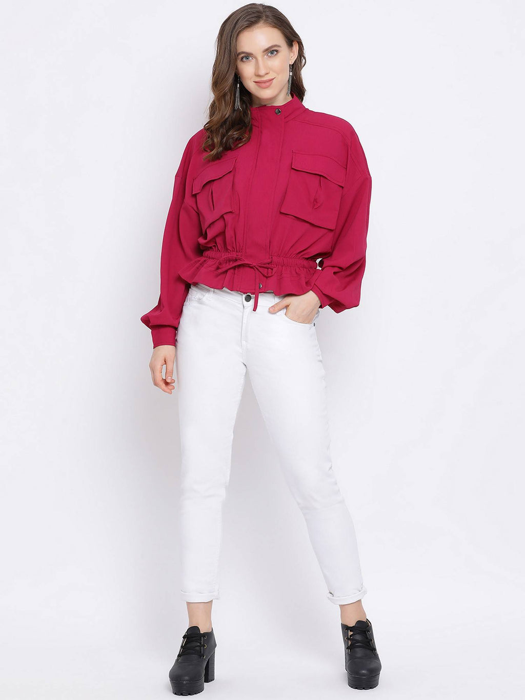 Fuchsia Land Women's Maroon Jacket | JC78 - view 2
