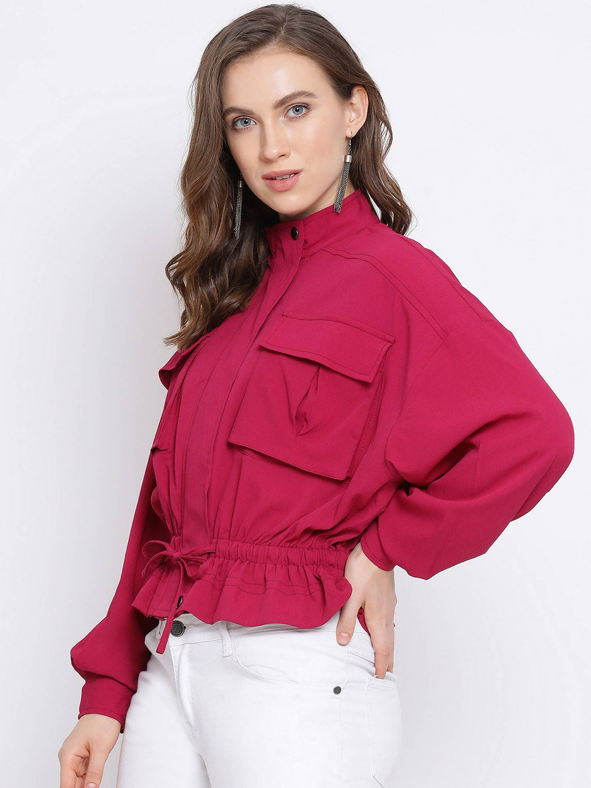 Fuchsia Land Women's Maroon Jacket | JC78 - view 3