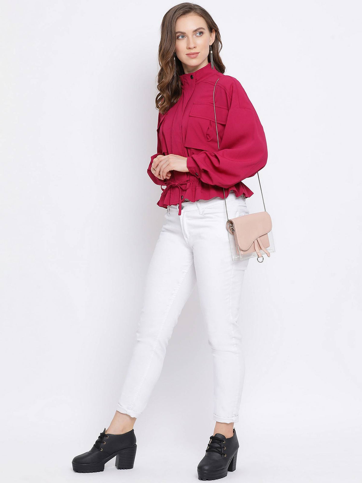 Fuchsia Land Women's Maroon Jacket | JC78 - view 7