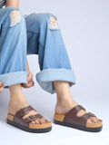 Women'S Brown Double-Strap Buckle Platform Heels | H78 - view 1