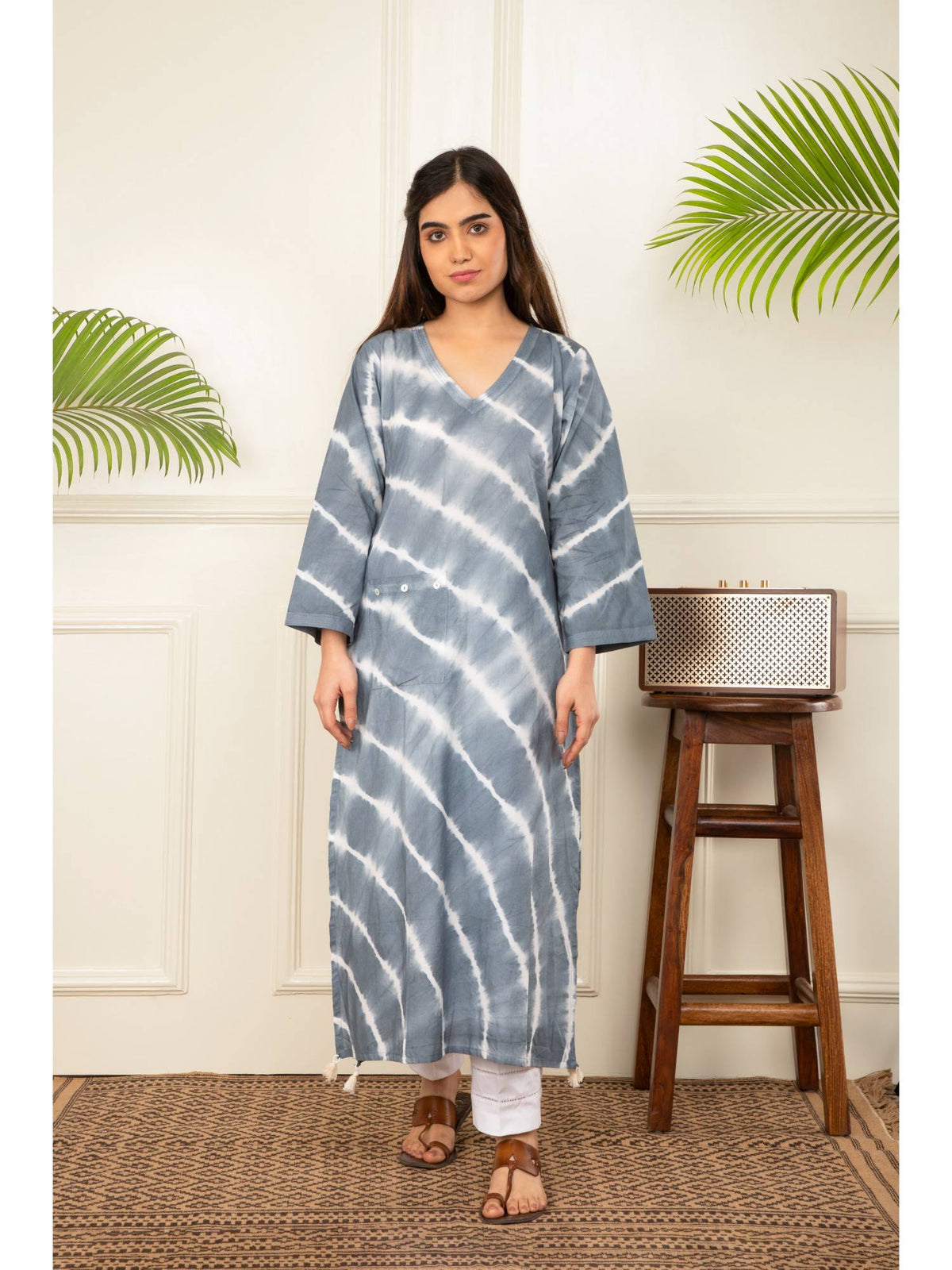 Red Lehariya Tie Dye Kurta | KDG - view 7