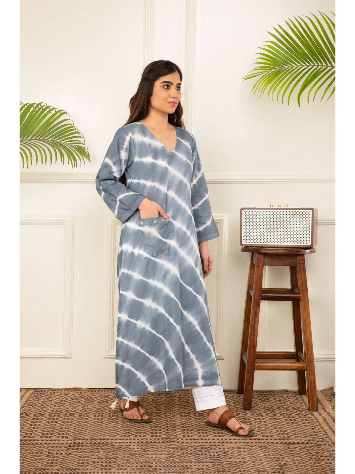 Red Lehariya Tie Dye Kurta | KDG - view 8