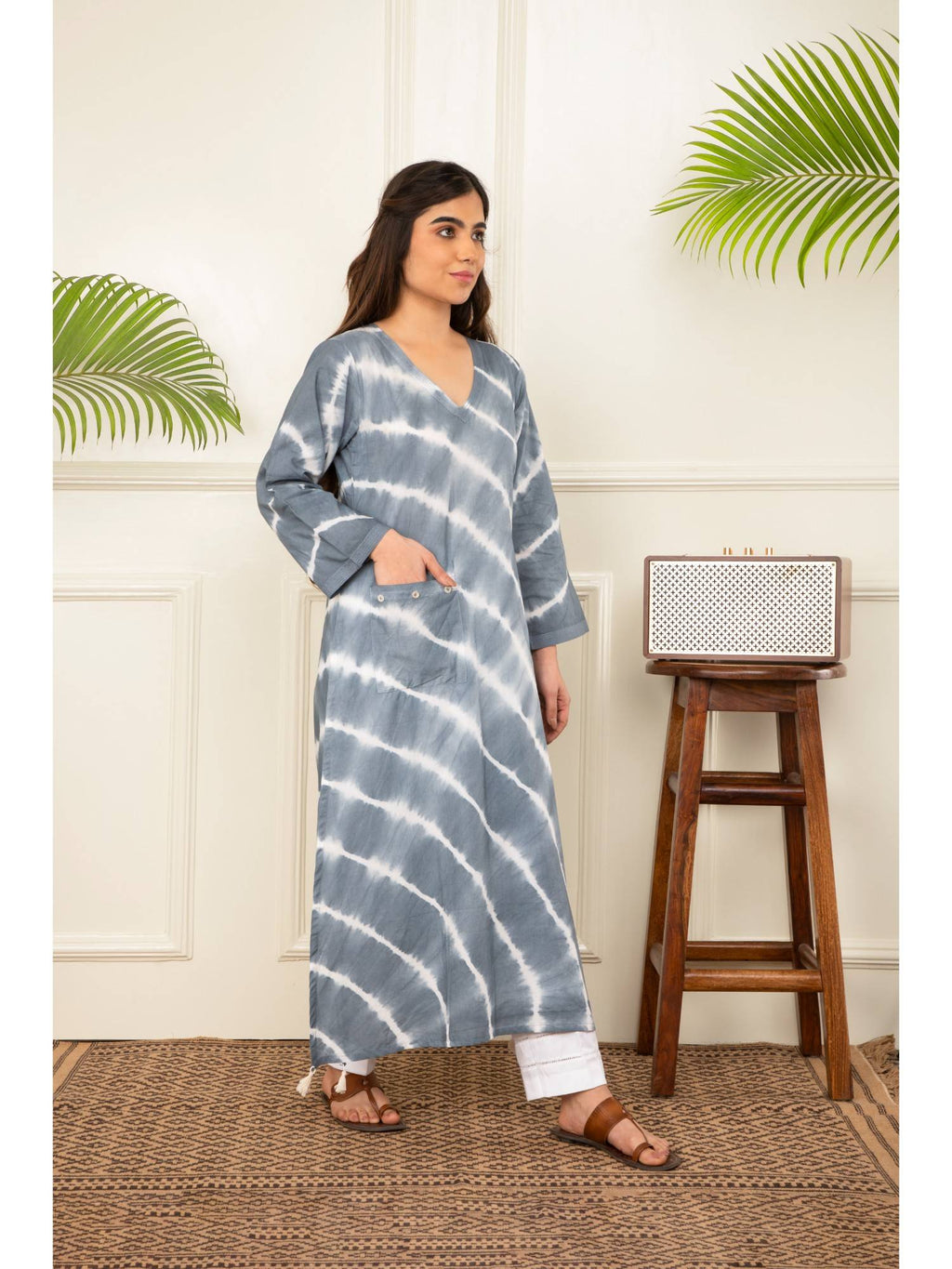 Red Lehariya Tie Dye Kurta | FY93 - view 8
