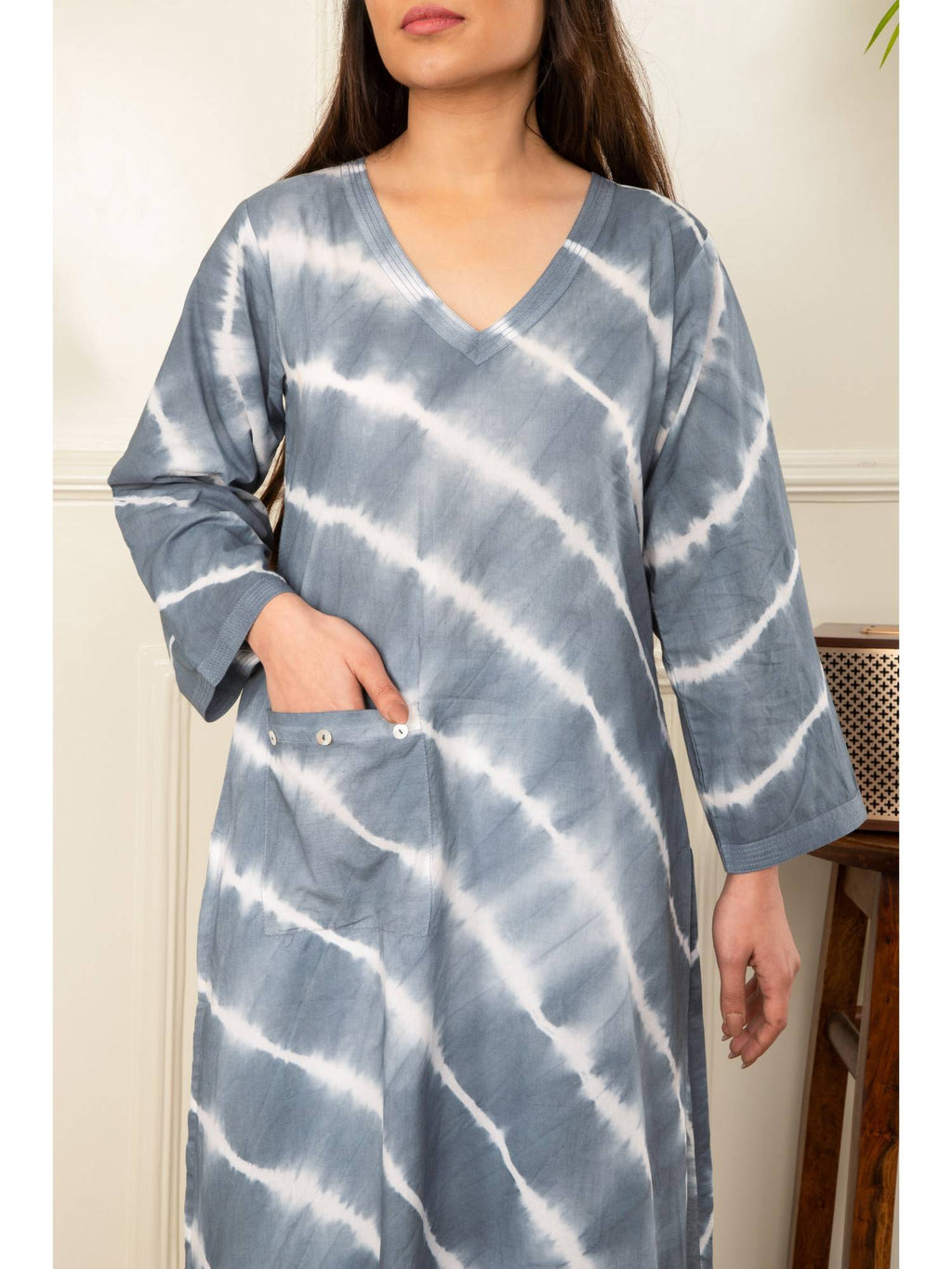 Red Lehariya Tie Dye Kurta | KDG - view 9