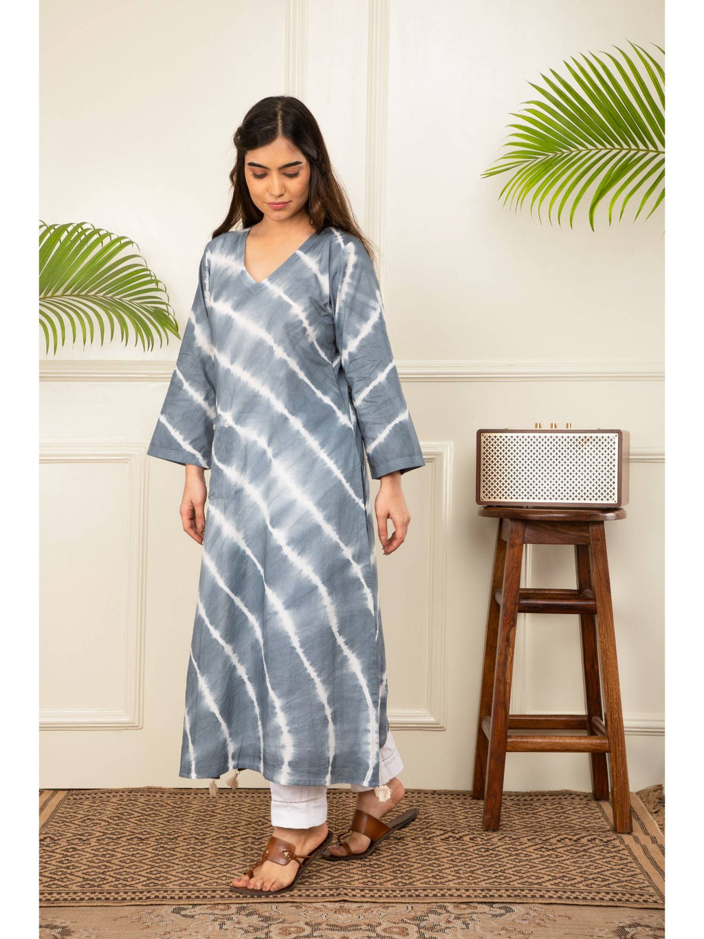 Red Lehariya Tie Dye Kurta | KDG - view 10