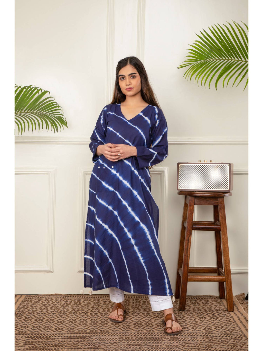 Red Lehariya Tie Dye Kurta | KDG - view 13