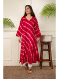 Red Lehariya Tie Dye Kurta | FY93 - view 1