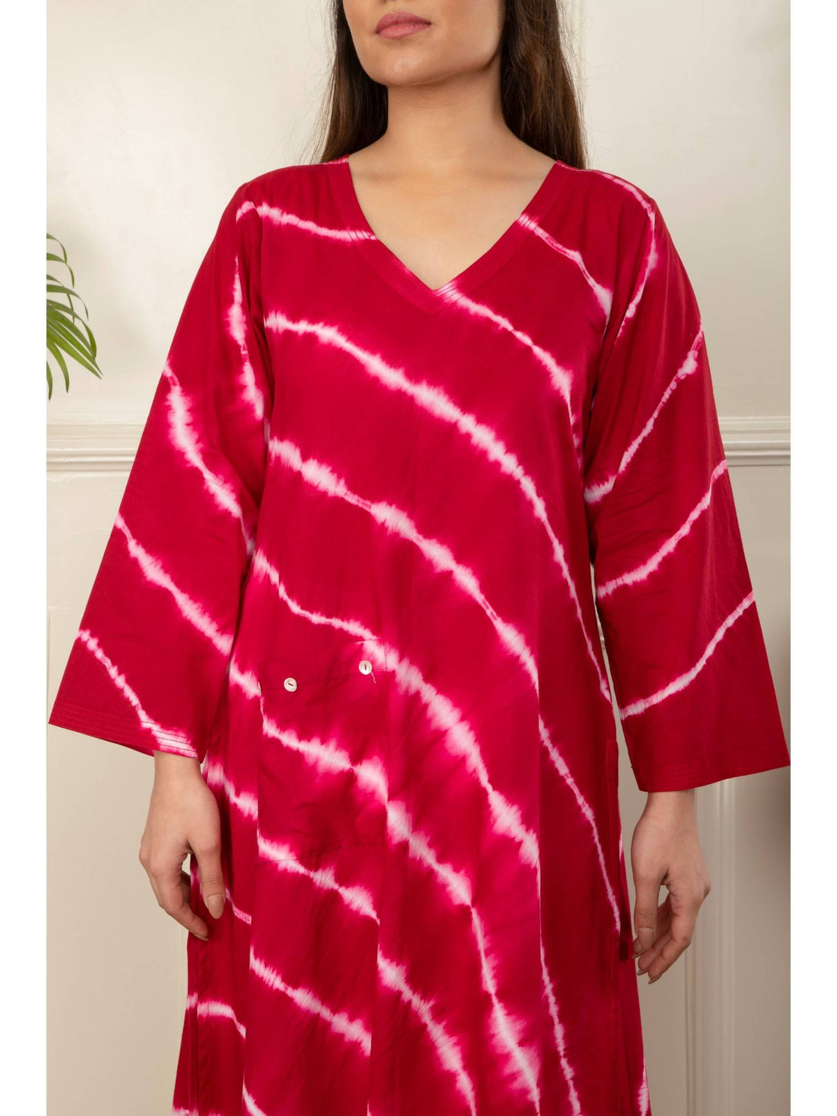 Red Lehariya Tie Dye Kurta | KDG - view 5