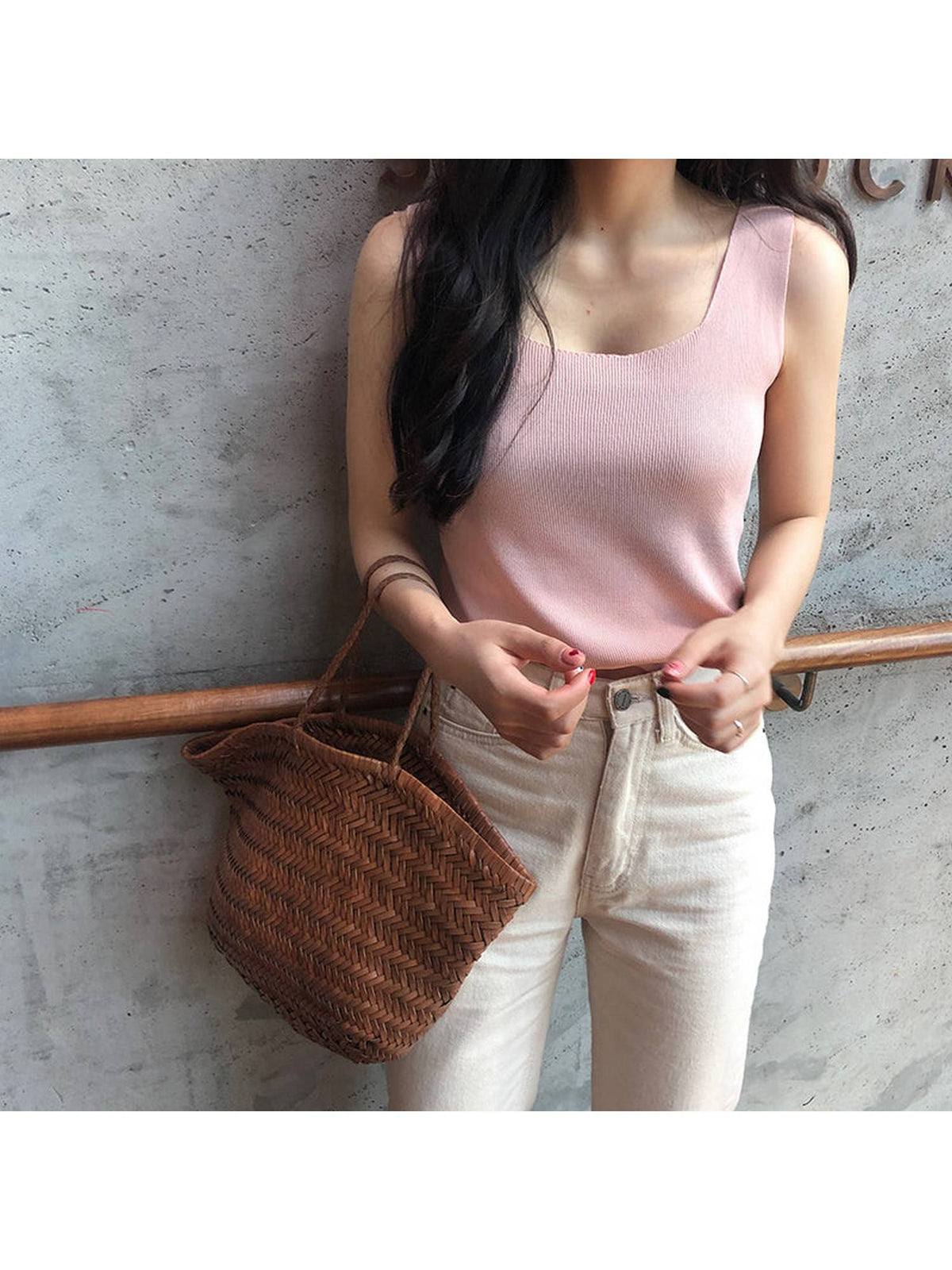 Light Green Sleeveless Basic Tank Top | TT98 - view 8