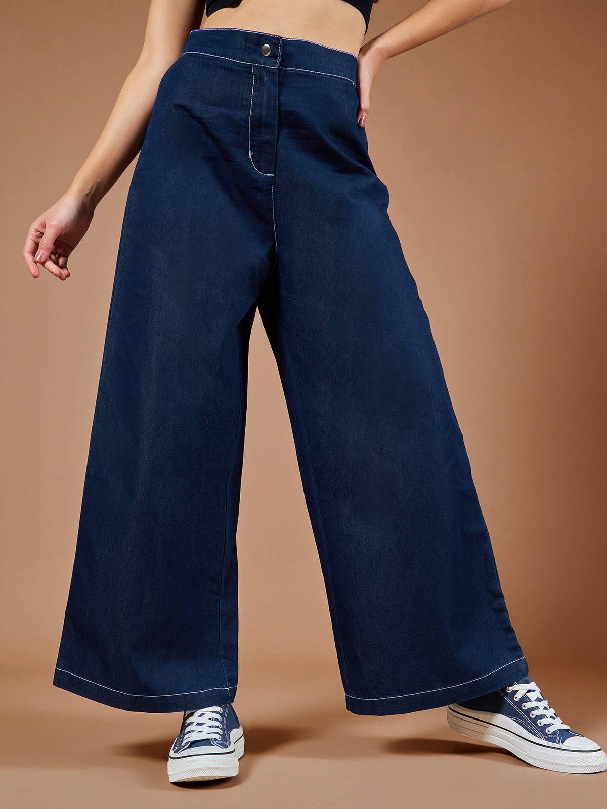 Womens Blue Bootcut Mid Rise Regular Length Denim Stretchable Jeans | BT10 - view 23