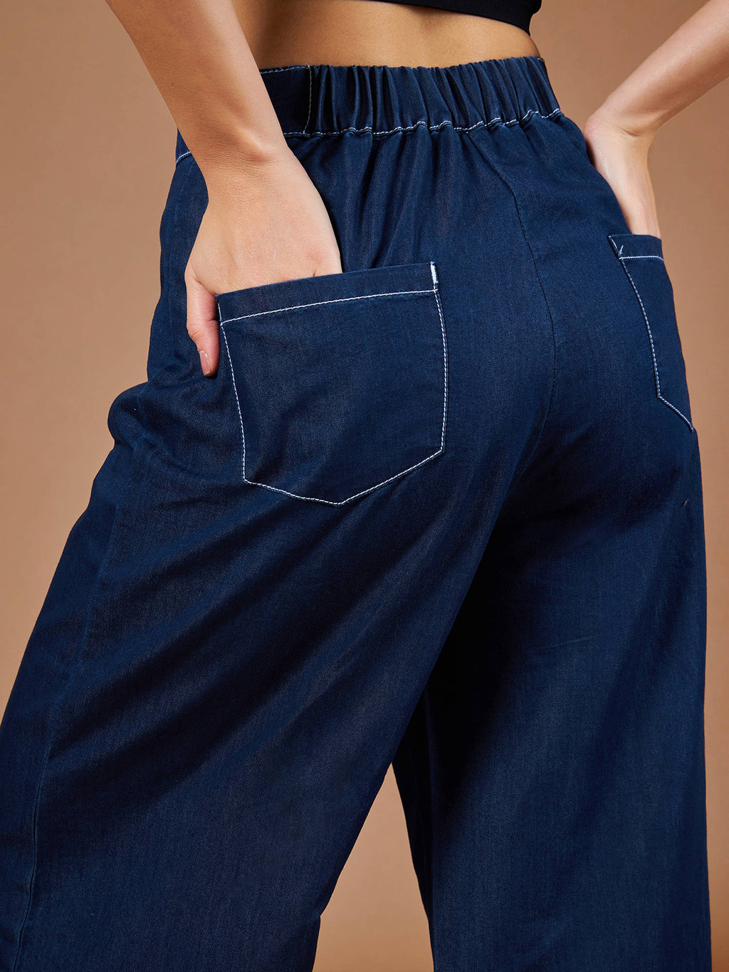 Womens Blue Bootcut Mid Rise Regular Length Denim Stretchable Jeans | BT10 - view 26