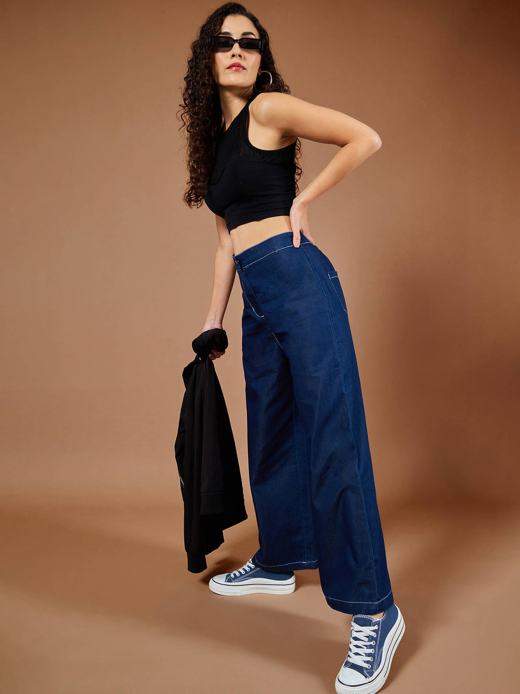 Womens Blue Bootcut Mid Rise Regular Length Denim Stretchable Jeans | BT10 - view 27