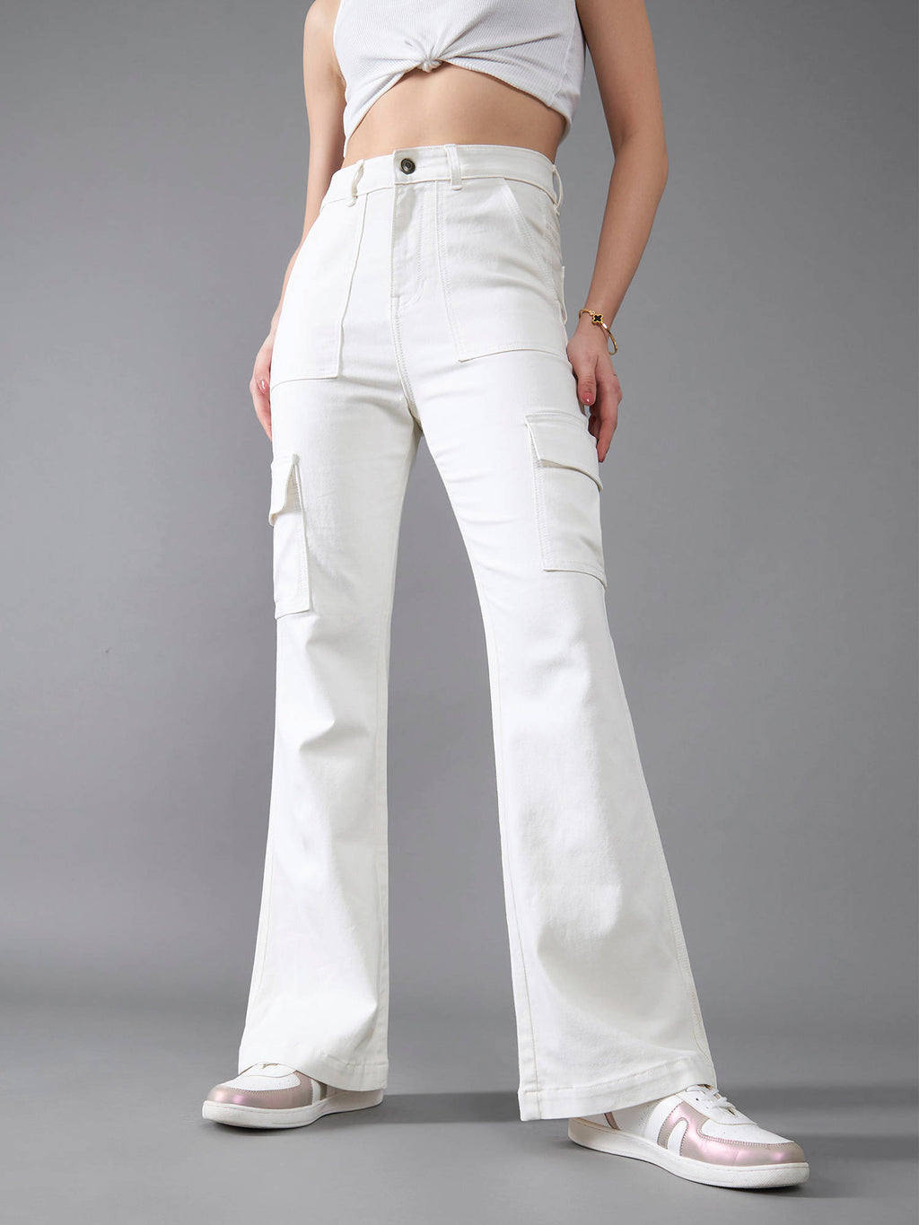 Womens Navy Blue Bootcut Clean Look Stretchable Shaping Denim Jeans | BT10 - view 14