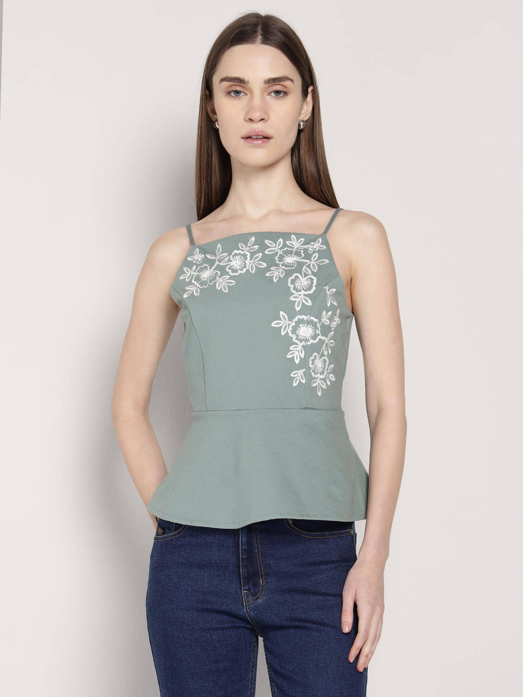 Mint Green Peplum Top | pt51 - view 1