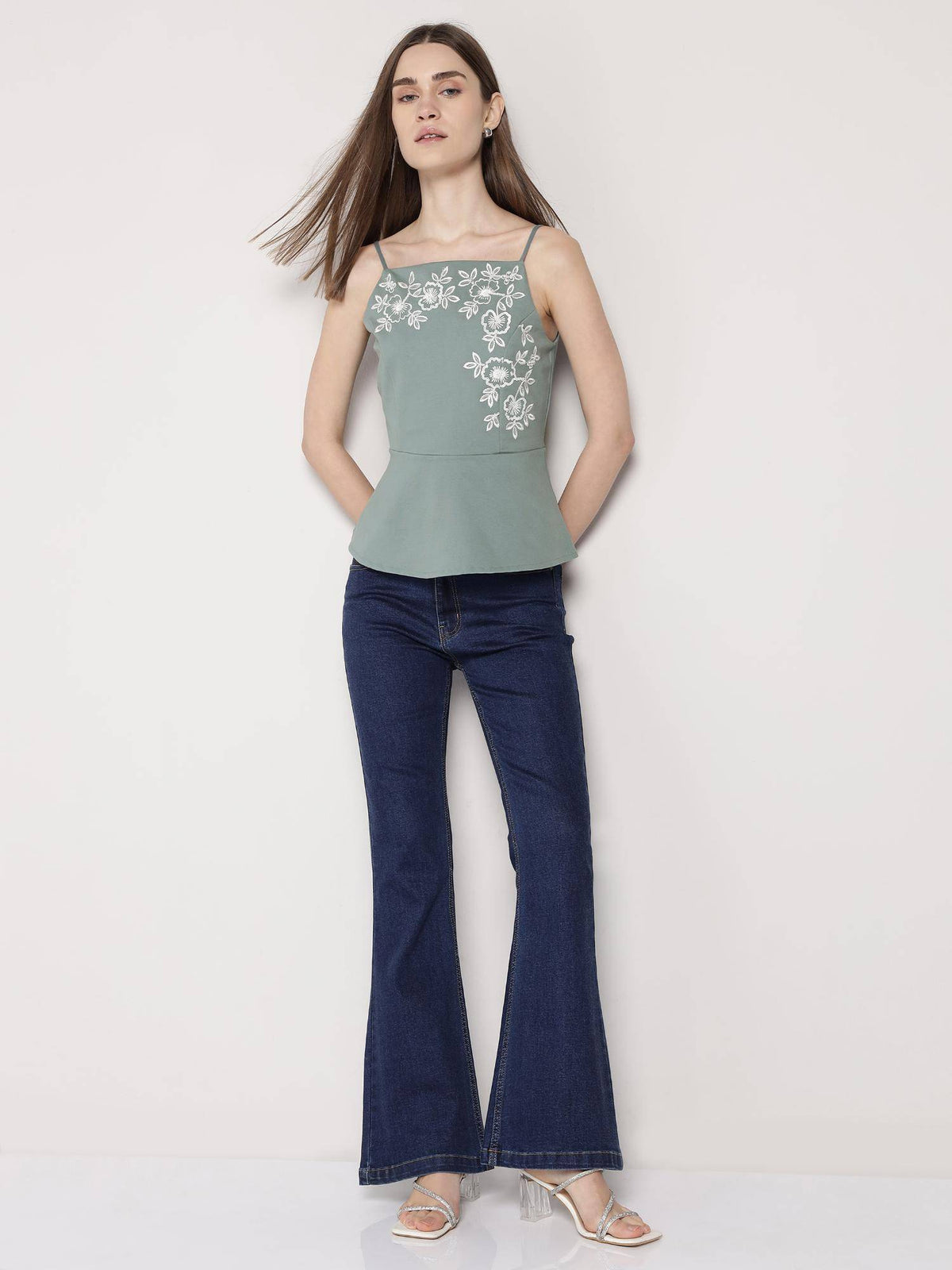 Mint Green Peplum Top | pt51 - view 3