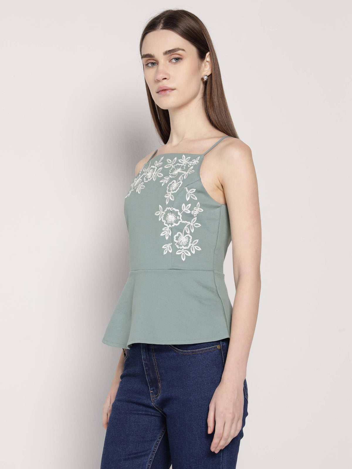 Mint Green Peplum Top | pt51 - view 5