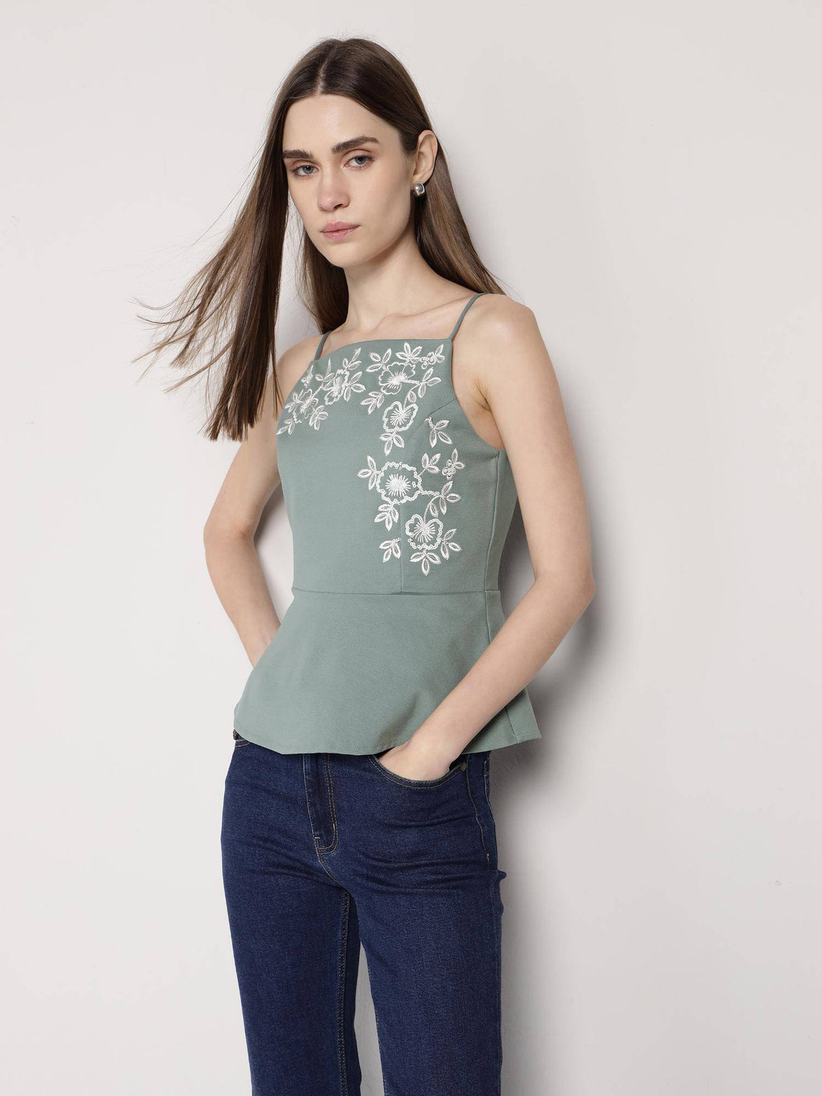Mint Green Peplum Top | pt51 - view 9