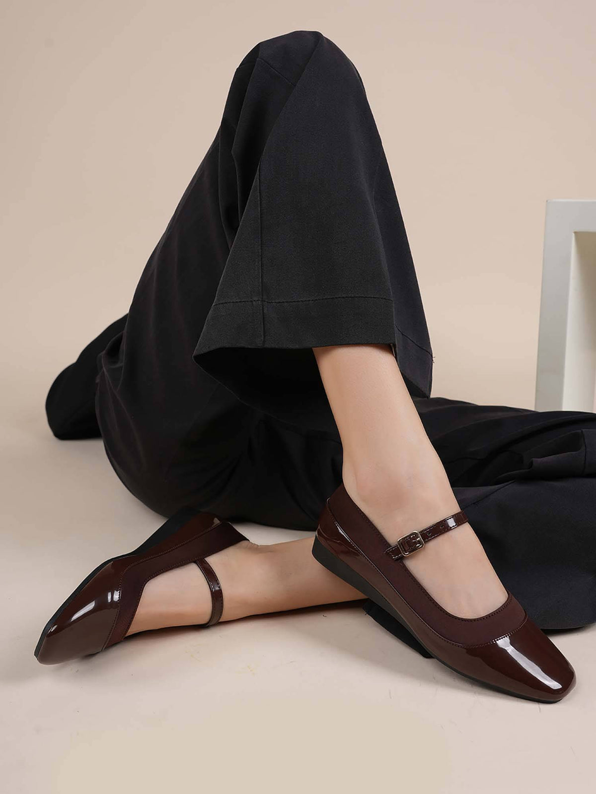 Brown Elegant Mary Jane Ballerinas for Women | F61 - view 1