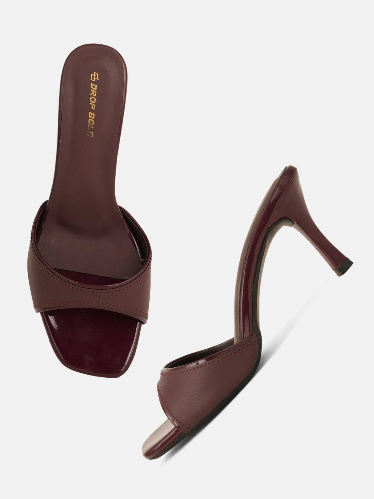 Women Burgundy Burgundy Open Toe Stilettos Heels | H78 - view 3