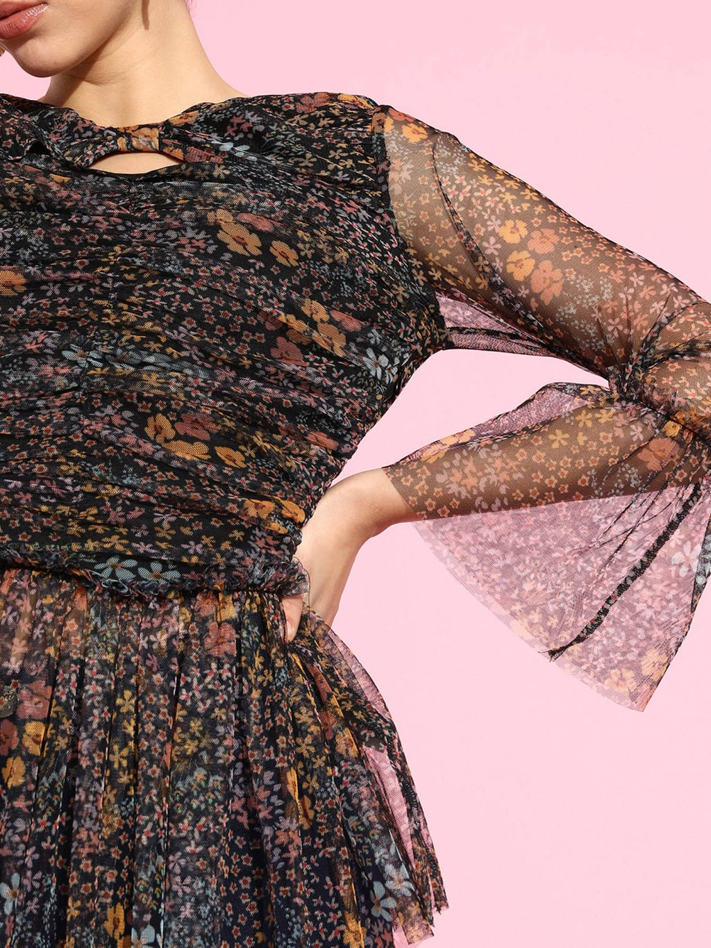 Multi-Color Floral Peplum Top | pt51 - view 4