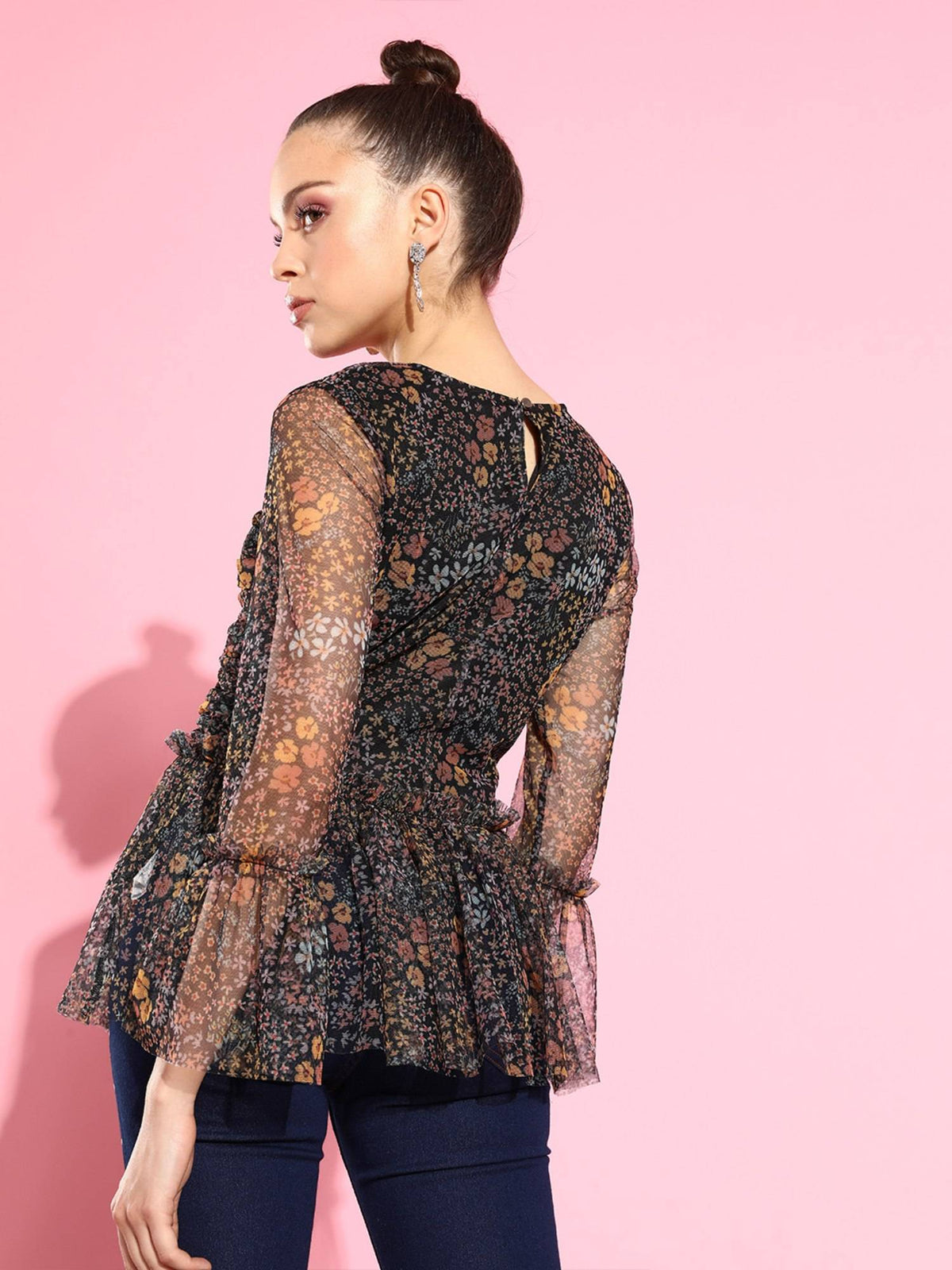 Multi-Color Floral Peplum Top | pt51 - view 5