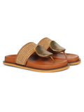 Women Viviblu Tan Leather Footbed Sandals | SD89 - view 1