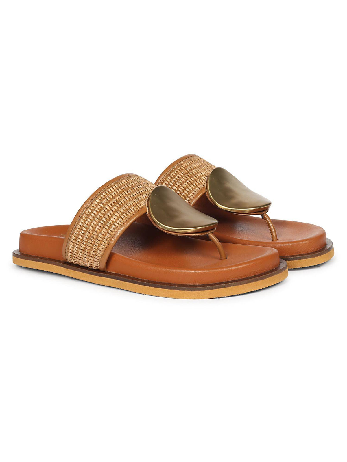 Women Viviblu Tan Leather Footbed Sandals | SD89 - view 1