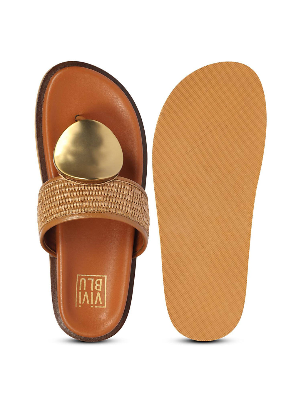 Women Viviblu Tan Leather Footbed Sandals | SD89 - view 6
