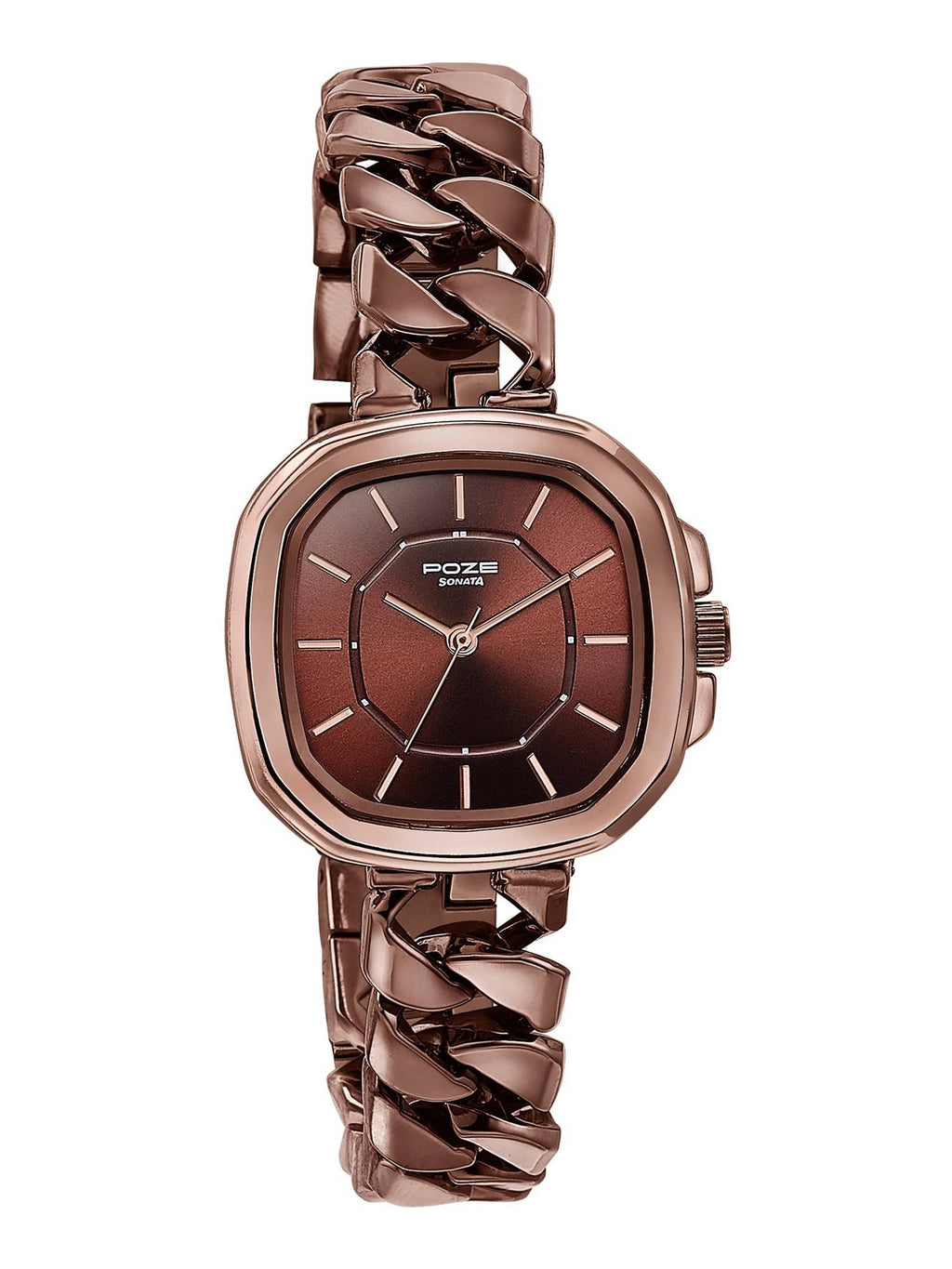 Rose Gold Strap Rectangular Dial Watch for Women ( SP80096WM01W ) | W92 - view 7