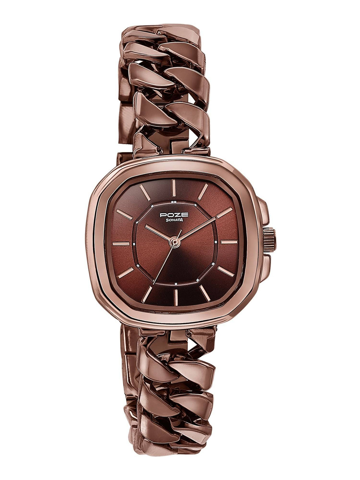 Brown Strap Rectangular Dial Watch for Women ( SP80096KM01W ) | W92 - view 2