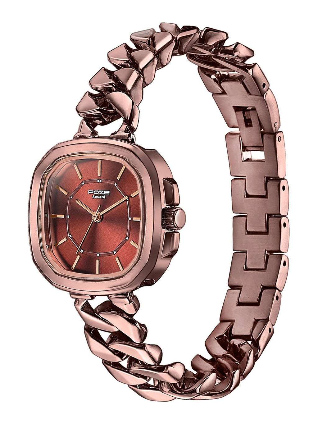 Rose Gold Strap Rectangular Dial Watch for Women ( SP80096WM01W ) | W92 - view 8