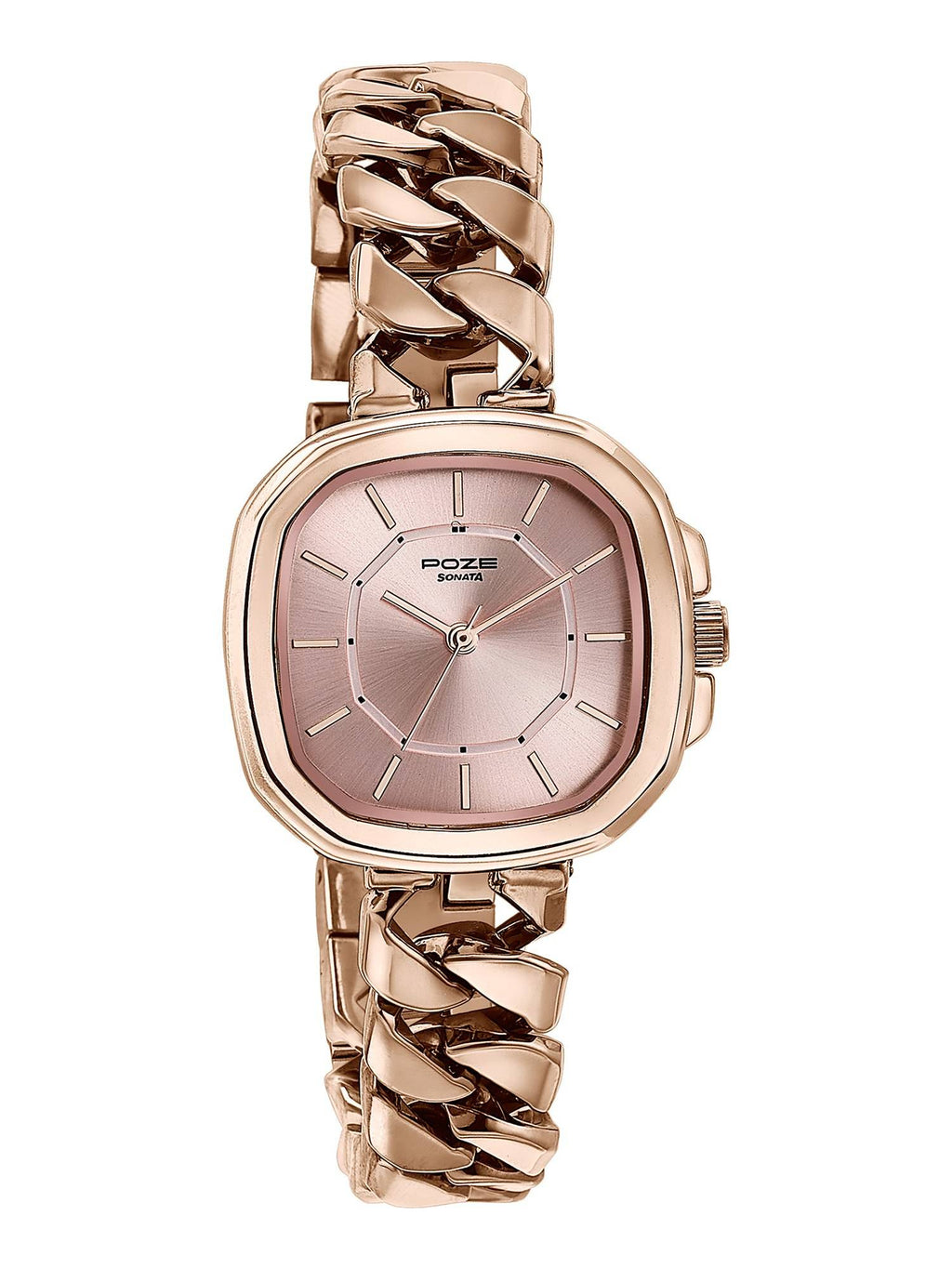 Rose Gold Strap Rectangular Dial Watch for Women ( SP80096WM01W ) | W92 - view 2