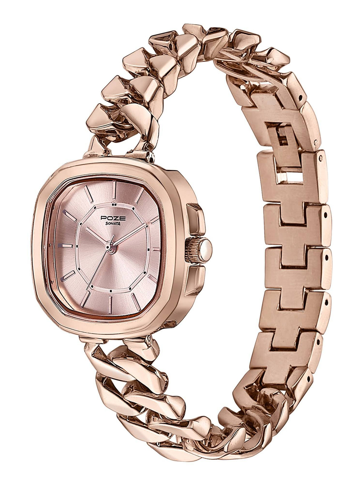 Rose Gold Strap Rectangular Dial Watch for Women ( SP80096WM01W ) | W92 - view 3