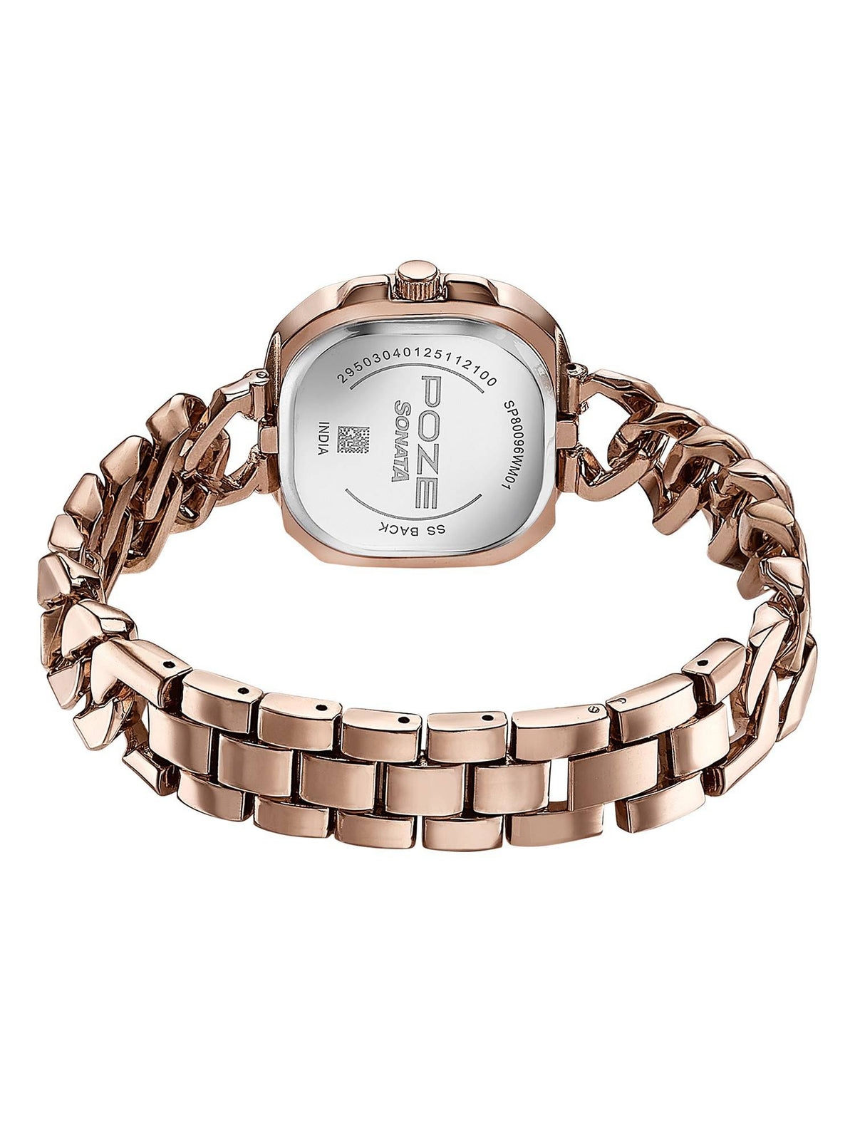 Rose Gold Strap Rectangular Dial Watch for Women ( SP80096WM01W ) | W92 - view 5